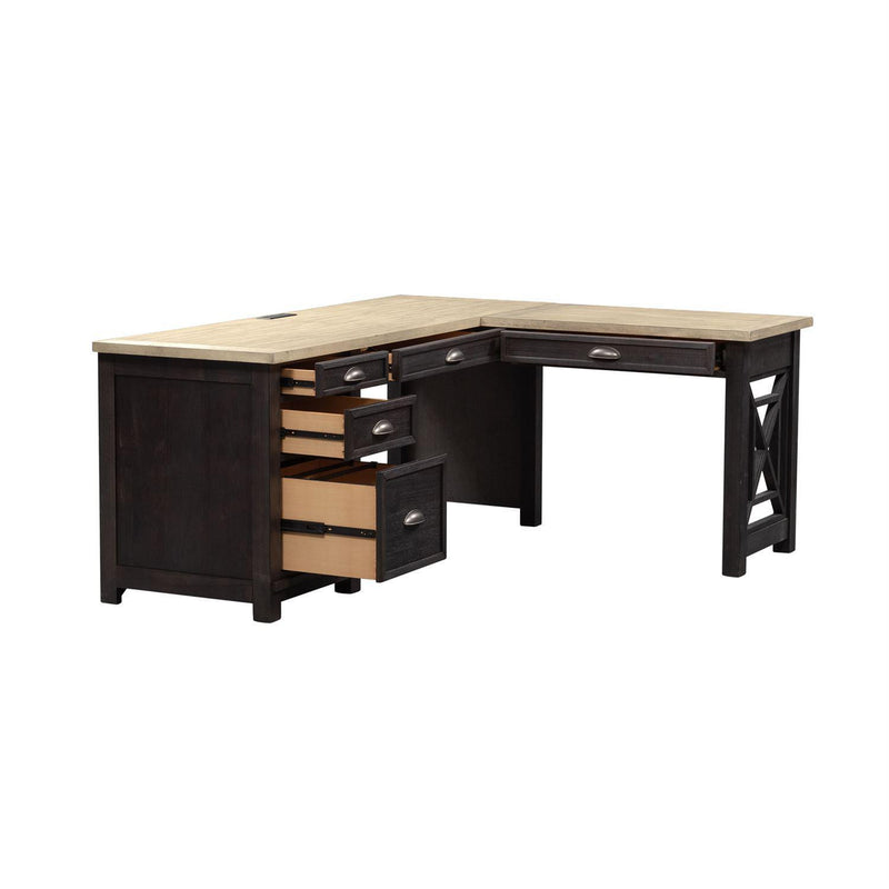 Liberty Heatherbrook L Writing Desk and Right Return in Charcoal & Ash