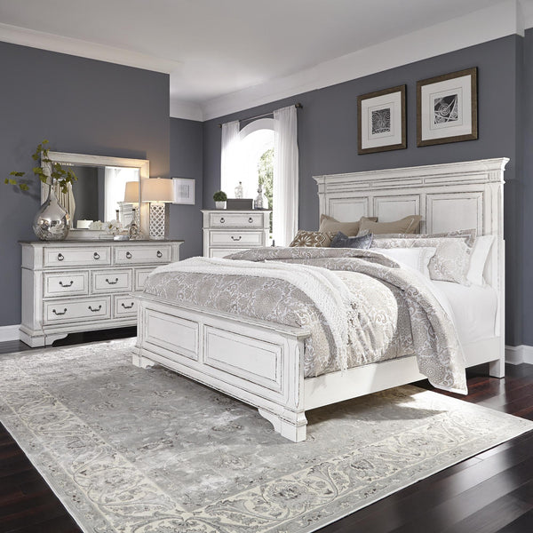 Abbey Park King California Panel Bed, Dresser & Mirror, Chest image