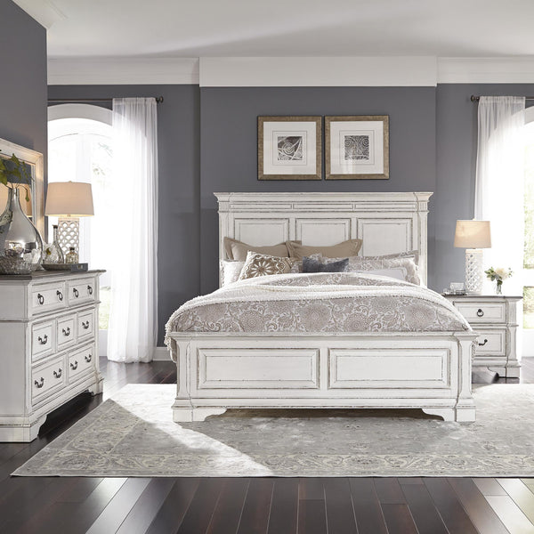 Abbey Park King California Panel Bed, Dresser & Mirror, Night Stand image