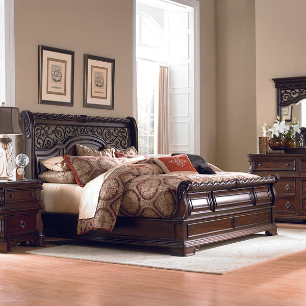 Arbor Place King California Sleigh Bed, Dresser & Mirror, Chest, Night Stand image