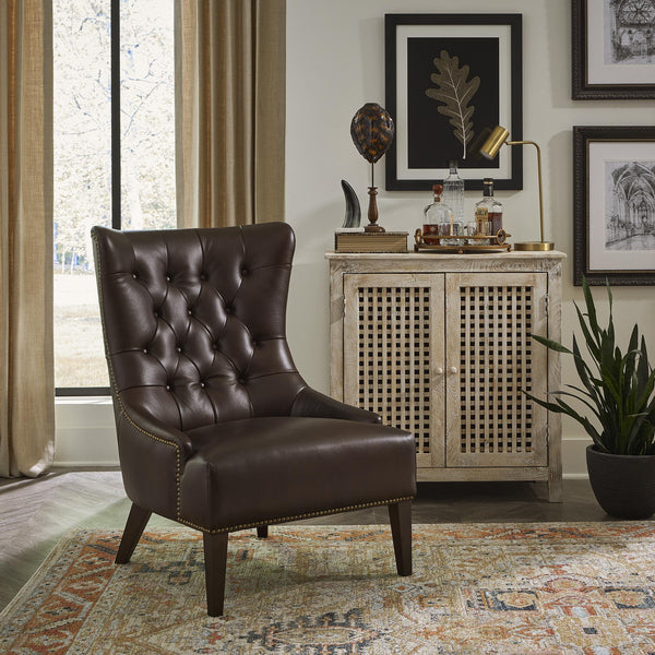 Garrison Leather Accent Chair - Brown image