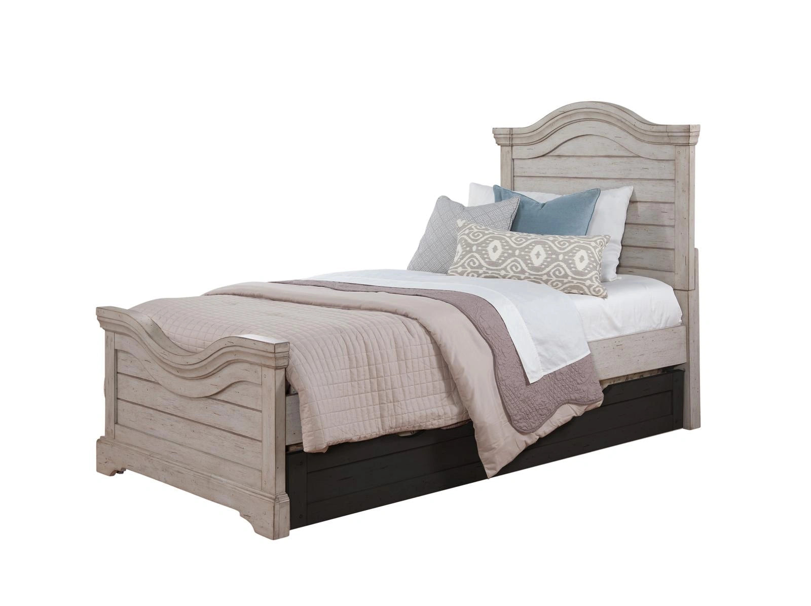 American Woodcrafters Stonebrook Full Panel Bed in Antique Gray