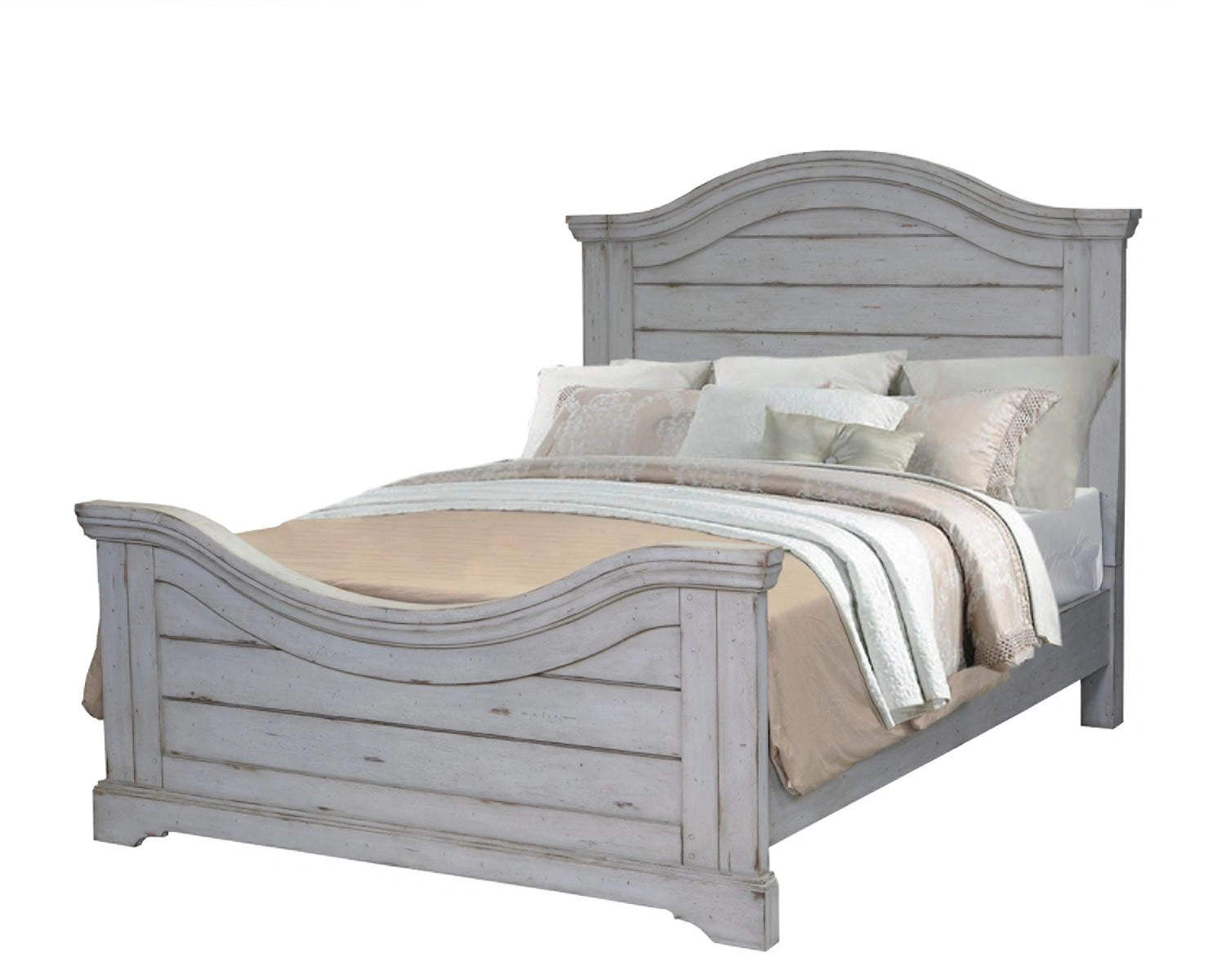 American Woodcrafters Stonebrook Queen Panel Bed in Antique Gray