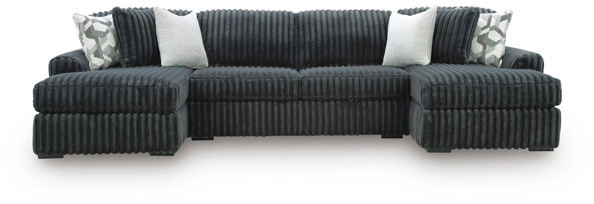 Midnight-Madness Double Chaise Sectional - Gunmetal