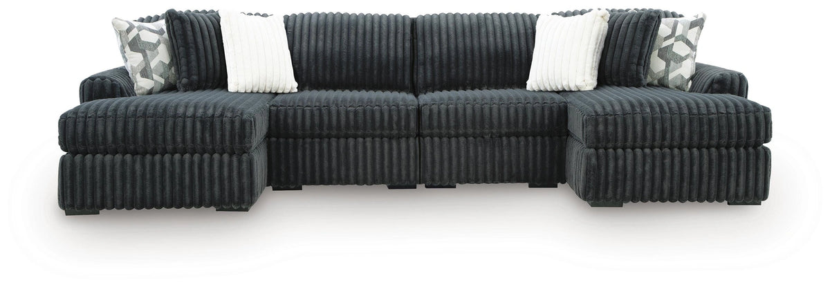 Midnight-Madness Double Chaise Sectional - Gunmetal